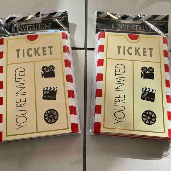NWT - Movie Theme Party Invitations (2 packs) - 16 total invitations (8 each) - Picture 4 of 5
